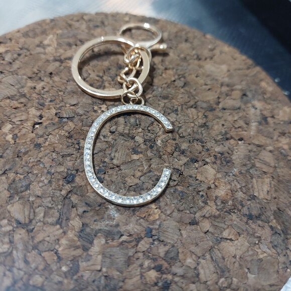 Initial Letter C Simple Keychains Bag Charm Accessory Blingy - Picture 4 of 6